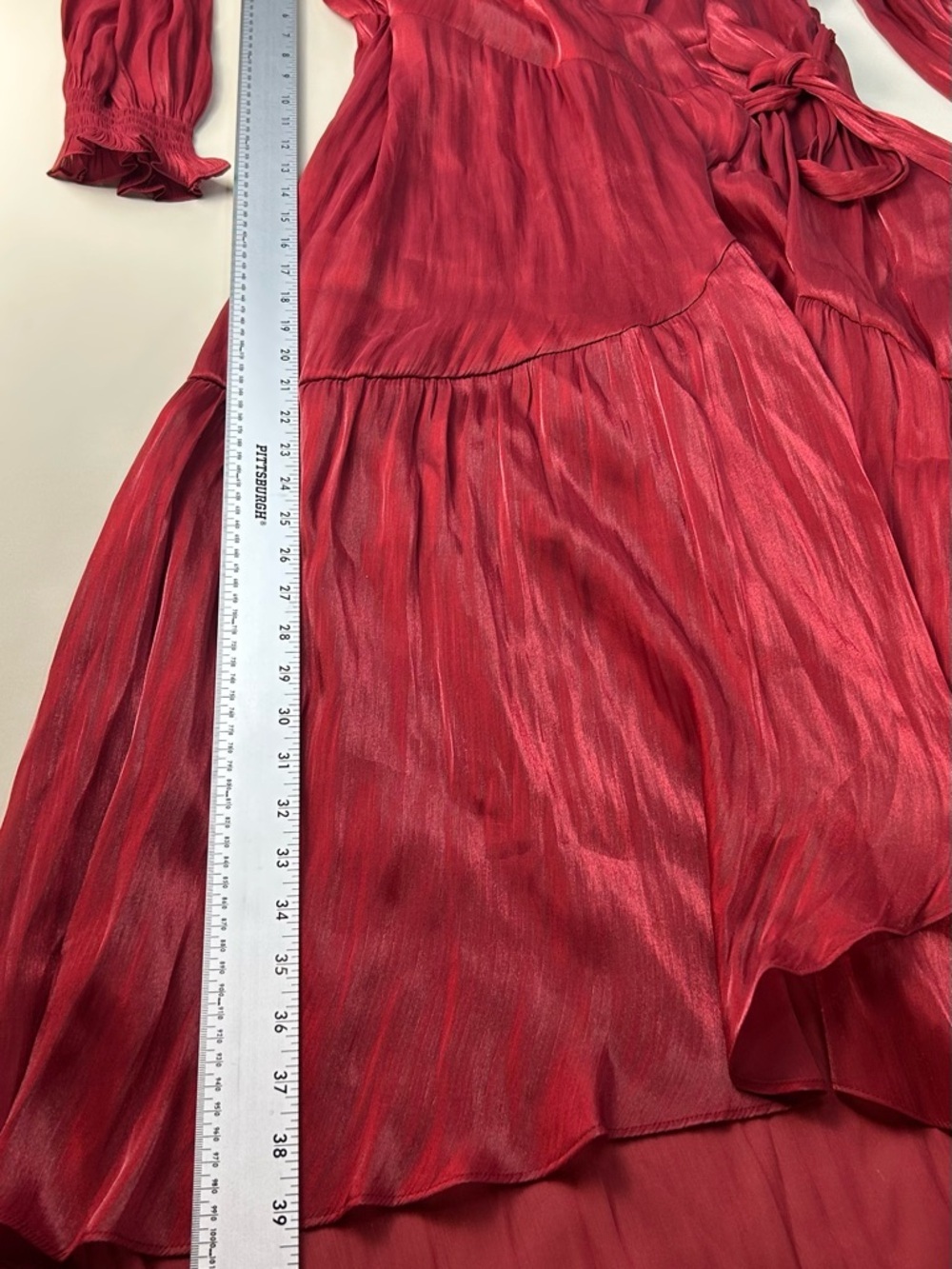 NEW LC Lauren Conrad Red Wrap Midi Dress with Self-Tie Waist SIZE XL - Picture 7 of 12